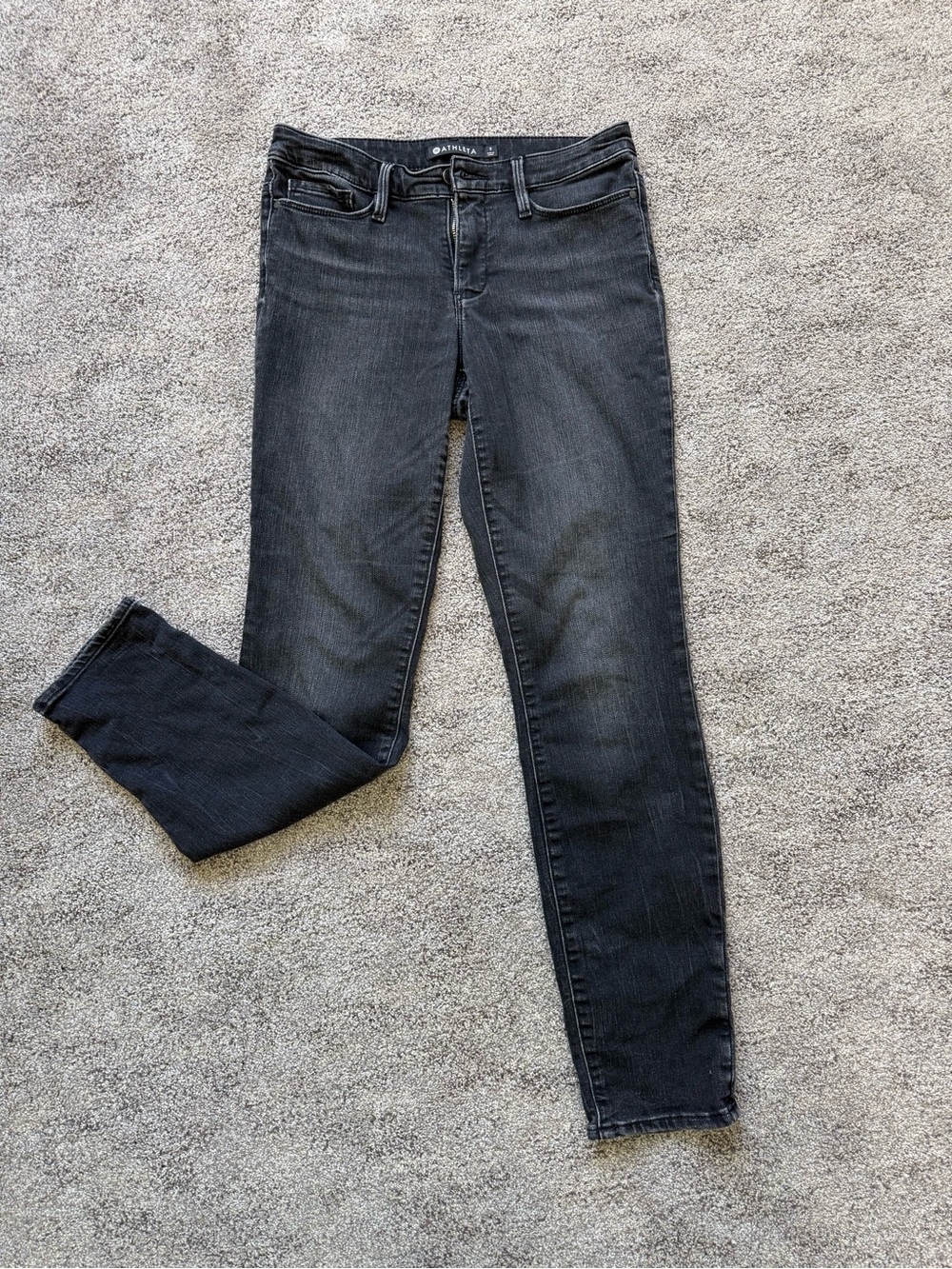 Athleta Black Coated Skinny Jeans Size 2 High Rise Stretch Denim